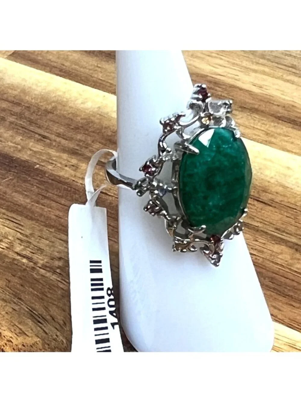 Deep green genuine Beryl stone on .925 sterling silver, size 6 - Picture 10 of 13
